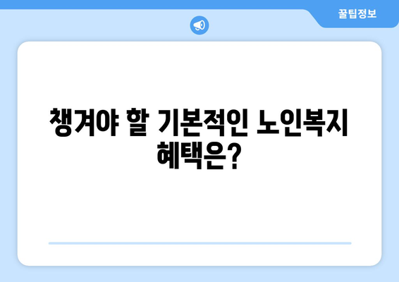 노인 복지 정책, 어떤 혜택을 받을 수 있을까?