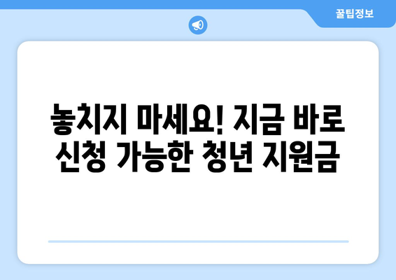 청년 복지 지원제도, 지금 바로 신청 가능한 혜택