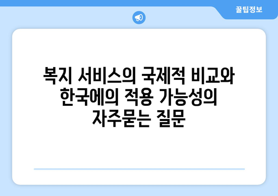 복지 서비스의 국제적 비교와 한국에의 적용 가능성