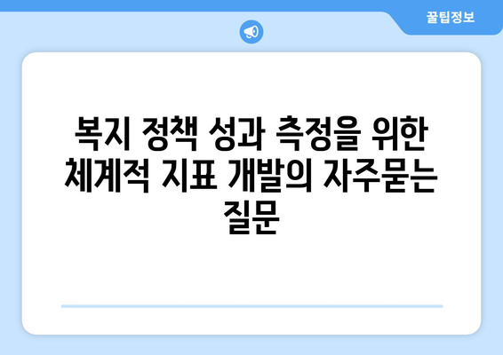 복지 정책 성과 측정을 위한 체계적 지표 개발