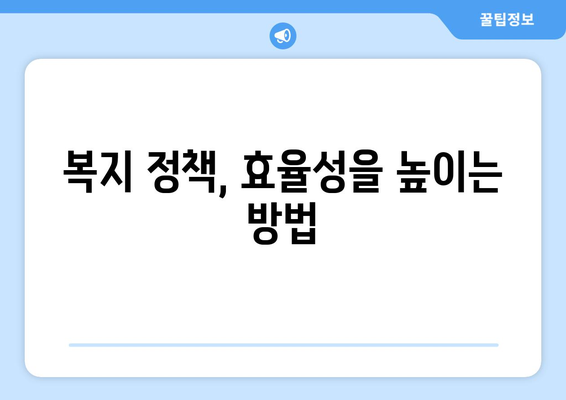 복지 서비스의 지속 가능성을 위한 정책적 접근